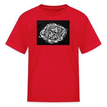 Skull Wings Geometric Burst - Kid's T-Shirt - red - Front
