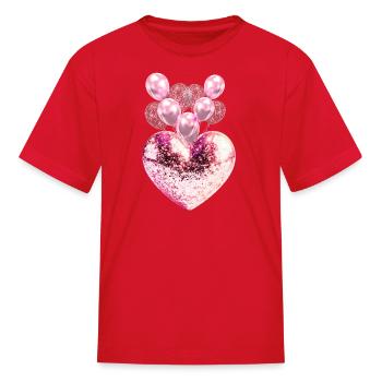 Sparkling Heart and Confetti Balloons - Kid's T-Shirt - red - Front