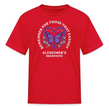 Alzheimers Awareness Purple Ribbon Butterfly - Kid's T-Shirt - red - Front