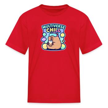 Cyberpunk Chill Capybara Futuristic Multiverse - Kid's T-Shirt - red - Front