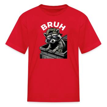 Bruh Raccoon Trash Panda Cool Sunglasses Meme - Kid's T-Shirt - red - Front