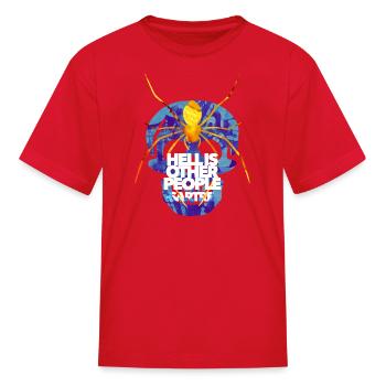 Funny hell is other people skull spider Sartre - Kid's T-Shirt - red - Front