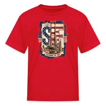 California SF Retro Bridge  - Kid's T-Shirt - red - Front