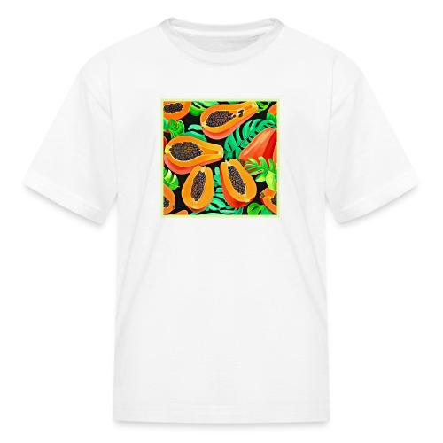 Papaya and Leaves Fresh Pattern - Kid's T-Shirt