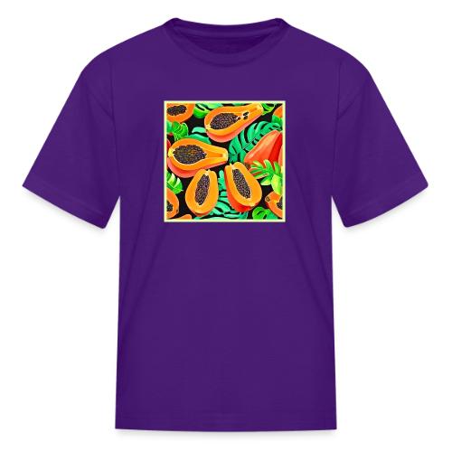 Papaya and Leaves Fresh Pattern - Kid's T-Shirt