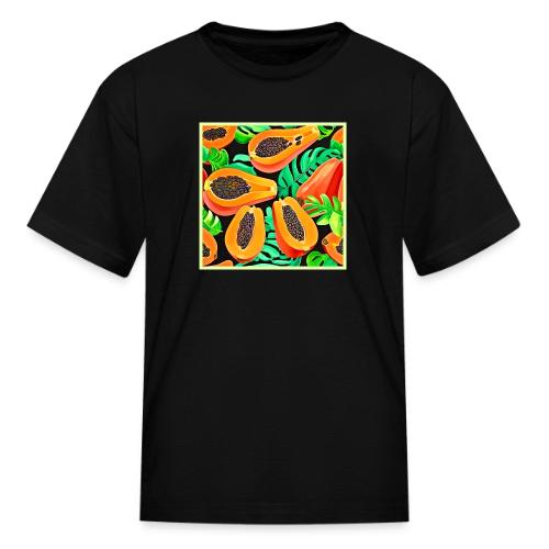 Papaya and Leaves Fresh Pattern - Kid's T-Shirt