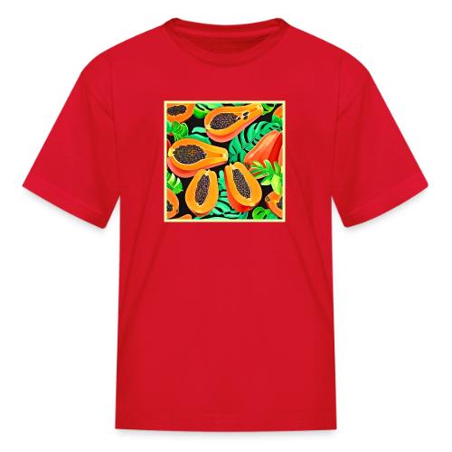 Papaya and Leaves Fresh Pattern - Kid's T-Shirt