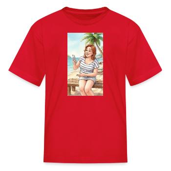 Beach Selfie Moment - Kid's T-Shirt - red - Front