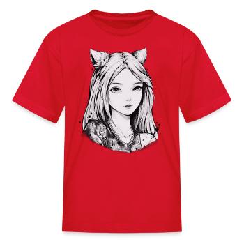 anime  cat - Kid's T-Shirt - red - Front