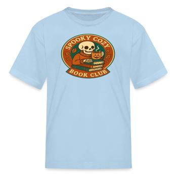 Spooky Cozy Autumn Bookish Tea Club - Kid's T-Shirt - powder blue - Front