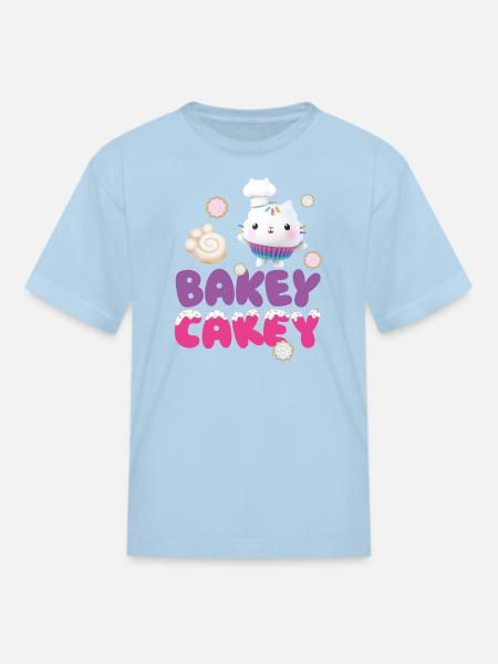 Gabbys Dollhouse Bakey Cakey With Cakey Cat - Kid's T-Shirt - powder blue