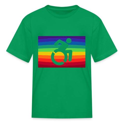 Rainbow wheelchair, LGBTQ flag 001 - Kids' T-Shirt