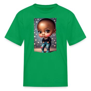 African Lady: Morena Skin, Bold and Beautiful - Kid's T-Shirt - kelly green - Front