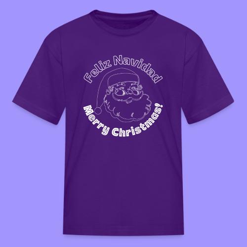 Feliz Navidad Merry Christmas Santa Claus Line Art - Kid's T-Shirt