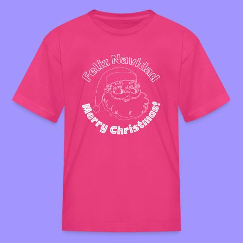 Feliz Navidad Merry Christmas Santa Claus Line Art - Kid's T-Shirt