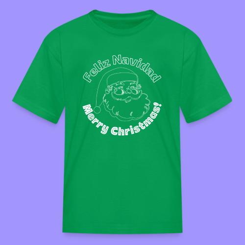 Feliz Navidad Merry Christmas Santa Claus Line Art - Kid's T-Shirt