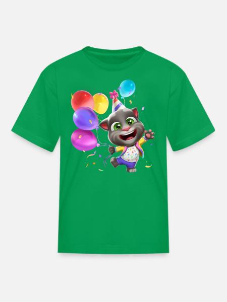 Talking Tom Birthday Balloons - Kid's T-Shirt - kelly green