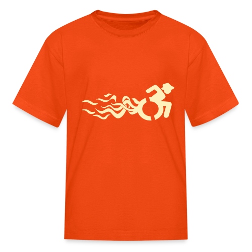 Wheelchair user with flames, disability - Kids' T-Shirt