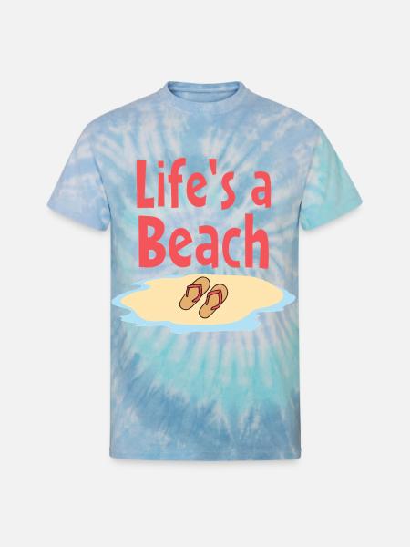 Life's a Beach Sandals Illustration - Unisex Tie Dye T-Shirt - blue lagoon