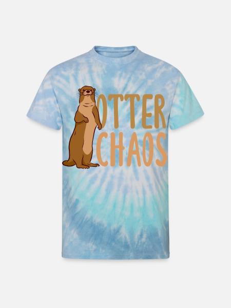 Pun Sea Otter Cartoon - Unisex Tie Dye T-Shirt - blue lagoon