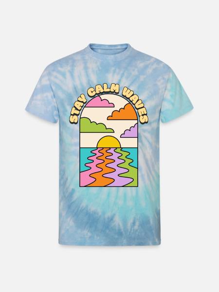 STAY CALM WAVES - Unisex Tie Dye T-Shirt - blue lagoon