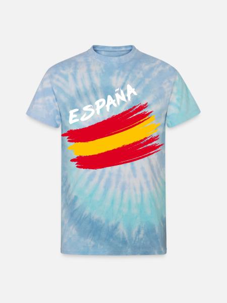 Espana Spain Spanish Flag Brush Design - Unisex Tie Dye T-Shirt - blue lagoon