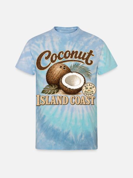 Coconut Island Coast Design - Unisex Tie Dye T-Shirt - blue lagoon