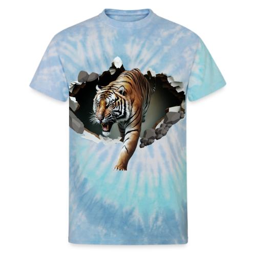 Fashion Design Tiger Coming Out, Wild Feline Tiger - Unisex Tie Dye T-Shirt