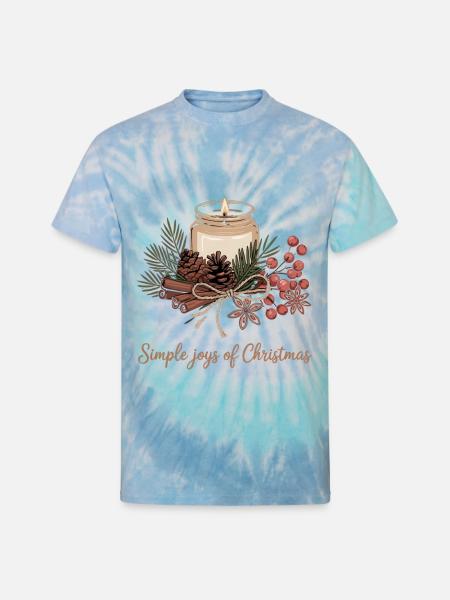 Rustic Christmas Design - Unisex Tie Dye T-Shirt - blue lagoon