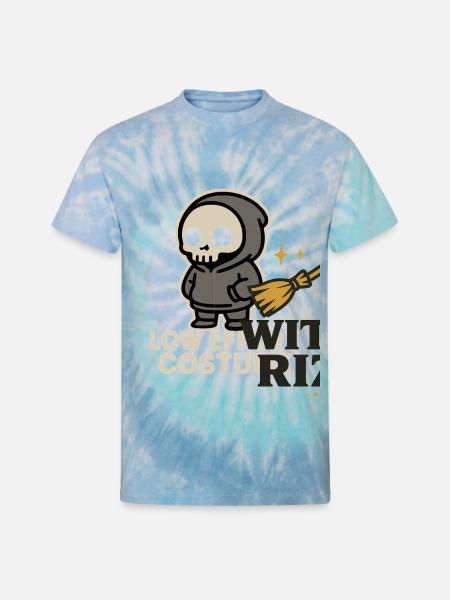 Skeleton Hoodie with Broom - Unisex Tie Dye T-Shirt - blue lagoon