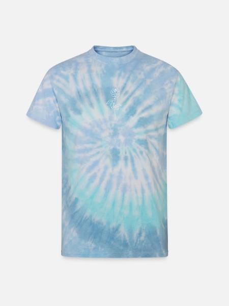 Minimalist Rose Line Art - Unisex Tie Dye T-Shirt - blue lagoon