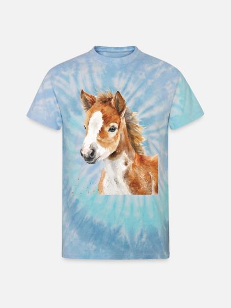 Horse - Unisex Tie Dye T-Shirt - blue lagoon