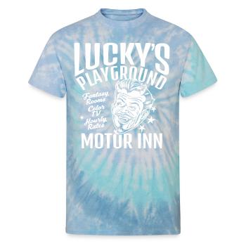Lucky's Motor Inn - Unisex Tie Dye T-Shirt - blue lagoon - Front