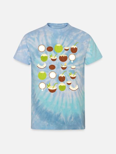 Retro Coconut Design - Unisex Tie Dye T-Shirt - blue lagoon