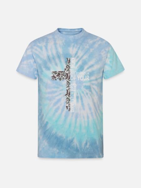 Camo Cross - Unisex Tie Dye T-Shirt - blue lagoon