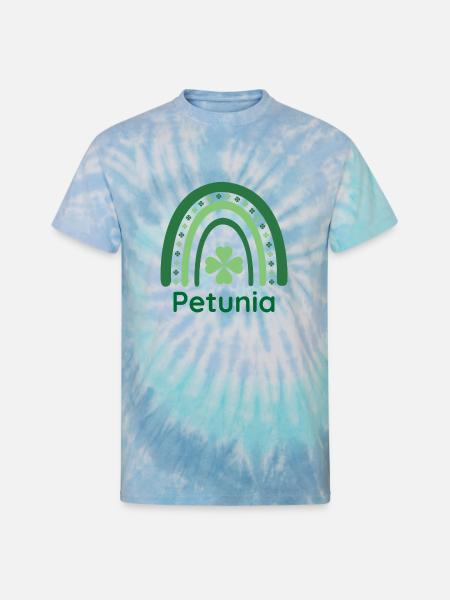 Petunia Clover Charm Boho Rainbow - Unisex Tie Dye T-Shirt - blue lagoon