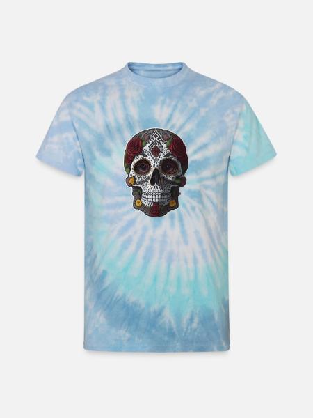 Beautiful skull art - Unisex Tie Dye T-Shirt - blue lagoon