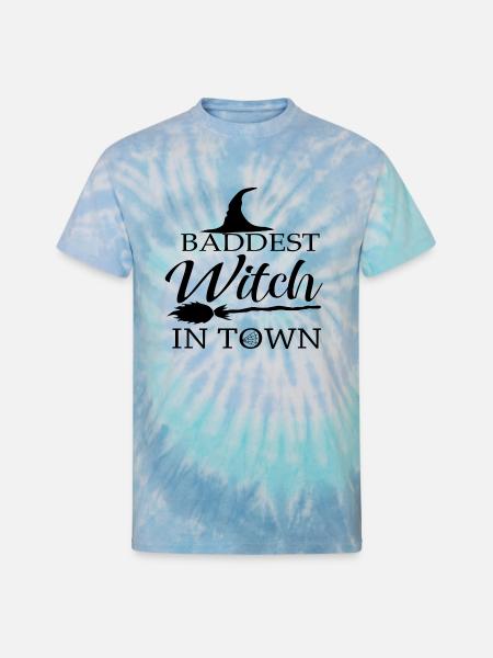 Baddest Witch in Town - Unisex Tie Dye T-Shirt - blue lagoon