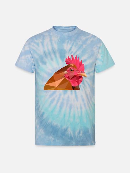 lowpoly rooster - Unisex Tie Dye T-Shirt - blue lagoon