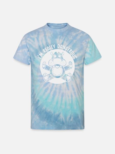 Danger Hippo Mono 1 - Unisex Tie Dye T-Shirt - blue lagoon