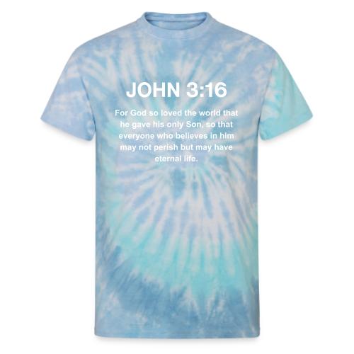 John 3:16 Christian Apparel – White - Unisex Tie Dye T-Shirt
