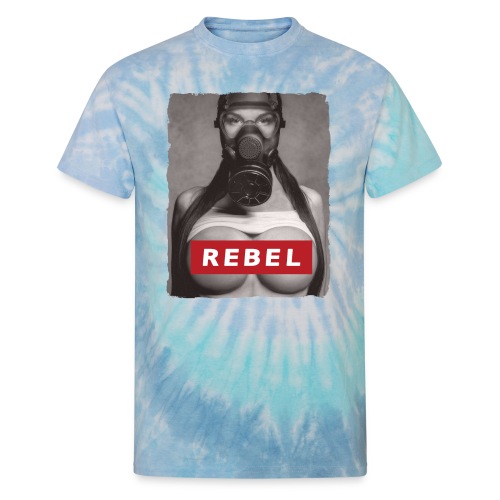 nude girl with gas mask - REBEL - Unisex Tie Dye T-Shirt