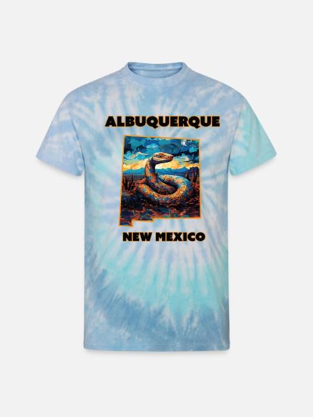 New Mexico - Rattlesnake - Unisex Tie Dye T-Shirt - blue lagoon