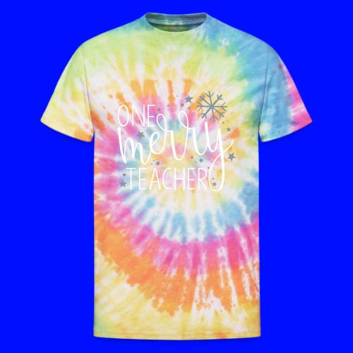 One Merry Teacher Christmas Teacher T-Shirt - Unisex Tie Dye T-Shirt