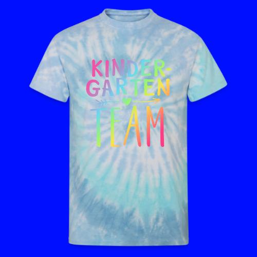Kindergarten Team Neon Rainbow Teacher T-Shirts - Unisex Tie Dye T-Shirt