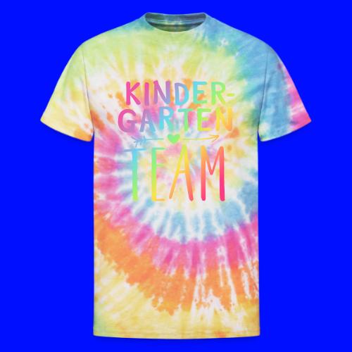 Kindergarten Team Neon Rainbow Teacher T-Shirts - Unisex Tie Dye T-Shirt