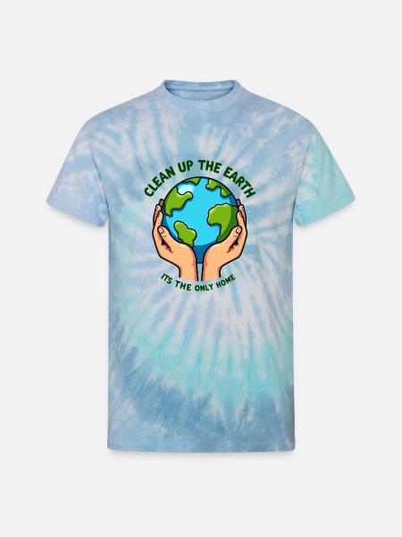 Clean Up the Earth - Unisex Tie Dye T-Shirt - blue lagoon