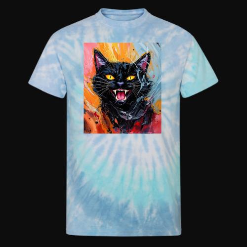 Black Cat Halloween - Unisex Tie Dye T-Shirt