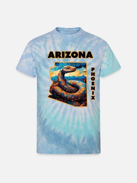 Arizona Wildlife - Rattlesnake - Unisex Tie Dye T-Shirt - blue lagoon