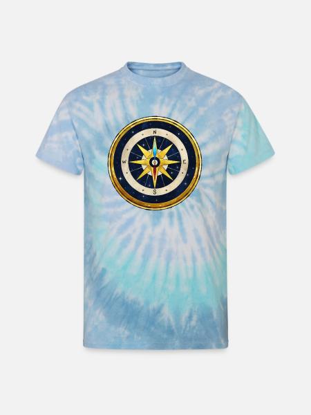Stellar Golden Compass - Unisex Tie Dye T-Shirt - blue lagoon